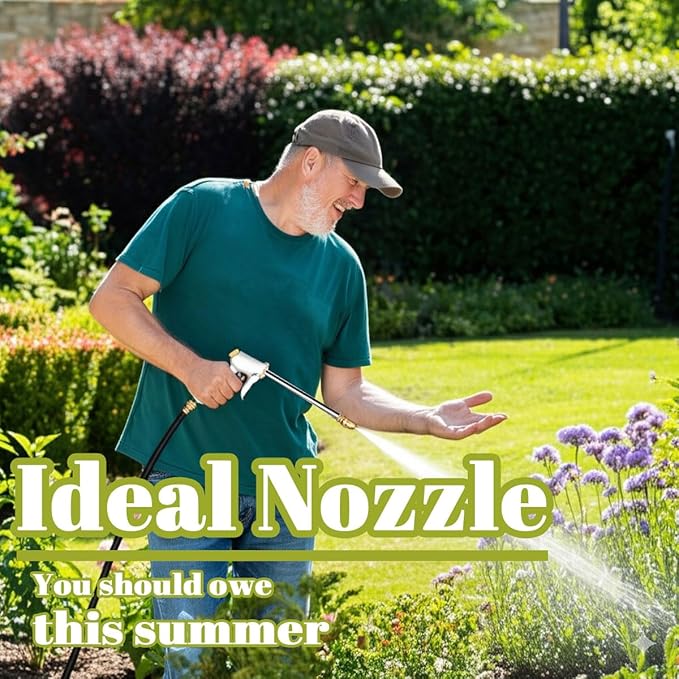Lengthened Garden Hose Nozzle Heavy Duty High Pressure Water Sprayer for Garden Spray Patio Outdoor Washer Pet Shower Car Wash attachment (Lengthened)