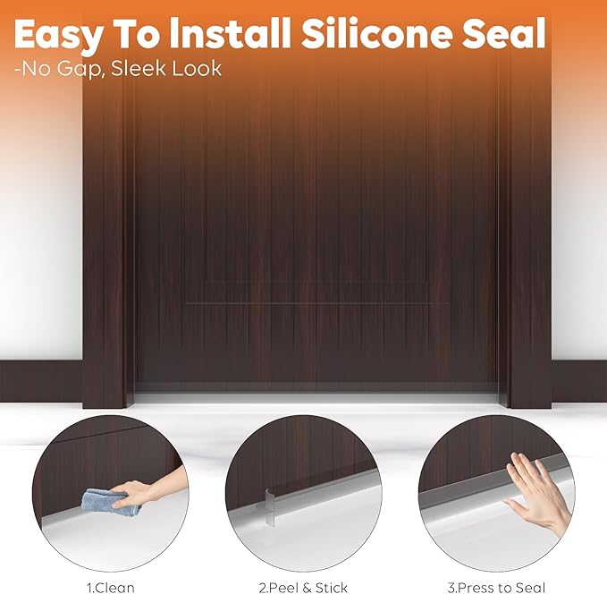 T-Shaped Silicone Door Weather Stripping for Side, 1.37 in x 50 Ft Door Draft Stopper Shower Seal Strip for Door Frame & Windows and Shower Sweep Gaps(Clear)