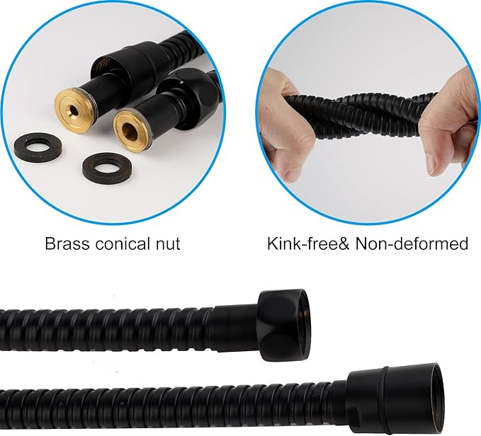 Hibbent All Metal Shower Hose, 59 Inch Stainless Steel Extra Long Bathroom Shower Hose Replacement, Anti-Twist Flexible Handheld Shower Head Hose Extension with Brass Insert & Nut, Oil Rubbed Bronze