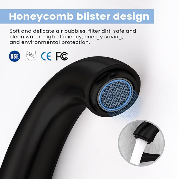 Touchless Bathroom Faucet for 3 Holes 3 Handles, Controlling Temperature & Adjustable Water Flow, Short & Long Induction Modes, Auto Motion Sensor Bathroom Faucet Set Metal Matte Black 29180