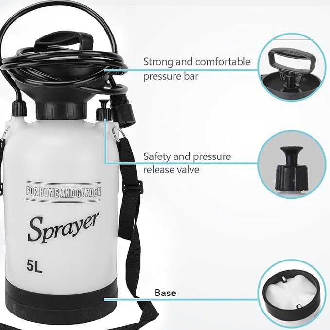 Portable Camping Shower, 5l Auto Manual Pressure Shower Pump with 360 Rotating Nozzle, Flow Adjustment Knob & Anti Slip Handle, Versatile Use for Hiking, Travel, Pet Bath