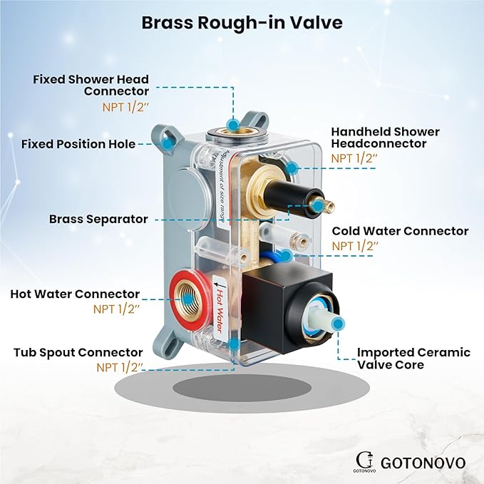 gotonovo Shower System with Tub Spout Wall Mounted Rain Shower Head and Handle Combo Shower Faucet Set with Valve, 12 Inch, Oil Rubbed Bronze