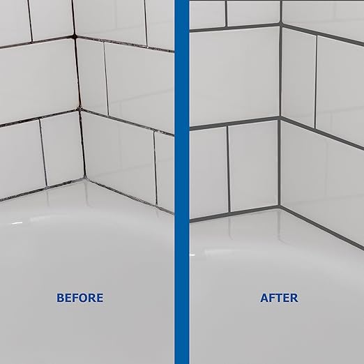 CESTA Tile Grout Repair Kit Squeeze Tube, Fast Drying, Waterproof Tile Grout Paint to Restore & Renew Tile Joints Line for Bathroom, Kitchen, Shower & Floor Tile (Grey, 8.8 oz)