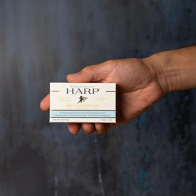 HARP pH-Balanced (5.0-6.0) Body Wash Bar. 100% Syndet. Protects Moisture Barrier For Sensitive, Dry or Irritated skin. + Shea Butter/Borage Oil. Non-Comedogenic. FRESH SPORT FRAGRANCE