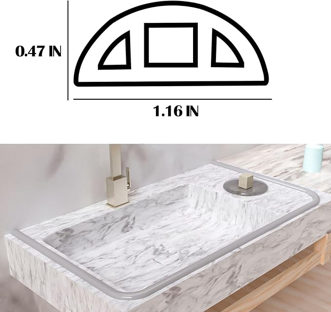 67" Shower Threshold Water Dam, Self-Adhesive Shower Barrier and Kitchen Water Stopper sealing Retention System Rubber Shower Guard Dam for Dry And Wet Separation Caulk Seal Strip Edge Trim