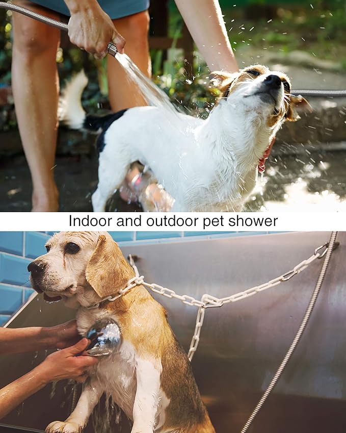 PHASAT 39-Inch short Indoor Outdoor Shower Tube Replacement Stainless Steel Handheld Shower Hose,Brushed Nickel,A3107N-1.0