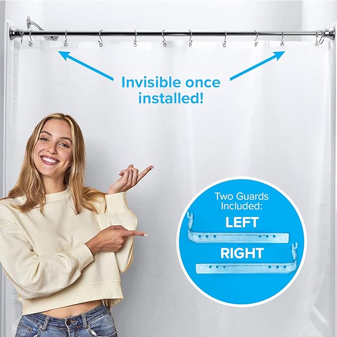 SlipX Solutions No Mess Splash Guard for Shower & Bathtub Curtain Liners | Bath Accessories to Keep Water Where It Belongs for Non-Slip Bathroom Floor | Adhesive Free, Easy to Attach | 2 Per Pack