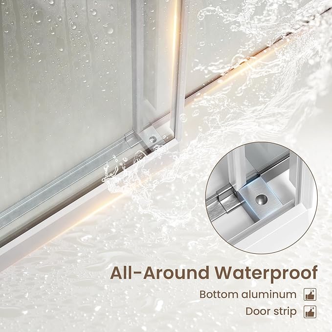Bathbliss Glass Shower Door 56"-60" Wx60 H,Frameless Sliding Glass Door with 5/16"(8mm) Tempered Glass Shower with Brushed Nickel Finish