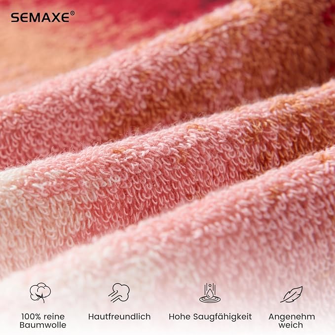 SEMAXE 12 Pack Hand Towels for Bathroom, 100% Cotton Towels with Hanging Loops, Soft & Highly Absorbent, Hand Towel Set for Gym, Shower, Hotel, Spa and Kitchen, Colorful Towel - Sunset Collection