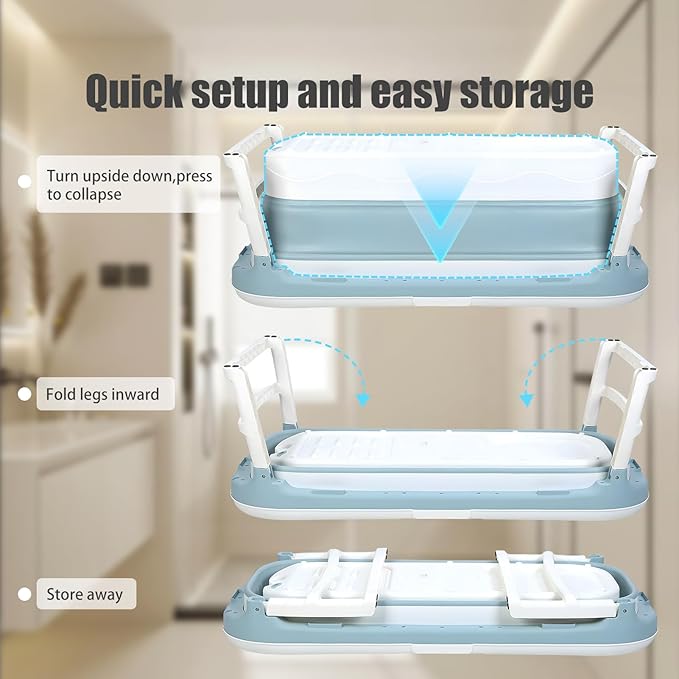 Portable Bathtub for Adult, Large Collapsible Tub, Portable Tub for Adults, Tub for Shower, Sweat Steaming Spa Sweat Steaming Bathtub, Effortless Folding Bathtub, Hot Bath, Ice Bath (58 in)