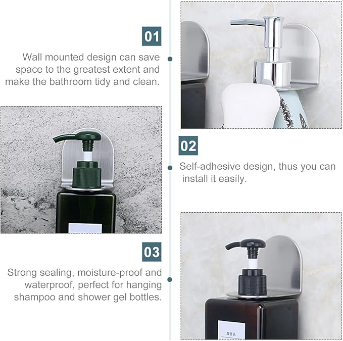 ABOOFAN Wall-Mounted Bathroom Storage Rack with Shampoo Bottle Holder Hook Self-Adhesive Shower Gel Bottle Rack for Space Saving and Organized Bathroom