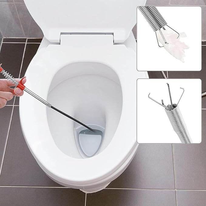 Drain Snake,61 inch Flexible Grabber Claw Pick Up Reacher Tool,Drain Clog Remover - Gutter Cleaning Tools for Home Sink, Bathroom Tub,Drain, Toilet, Tight Spaces