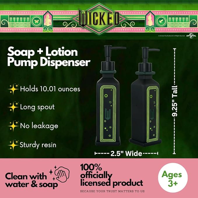 Collectibles Wicked Soap/Lotion/Hand Sanitizer Resin Pump Dispenser, 10.01 Ounces, (Officially Licensed Product) by Franco