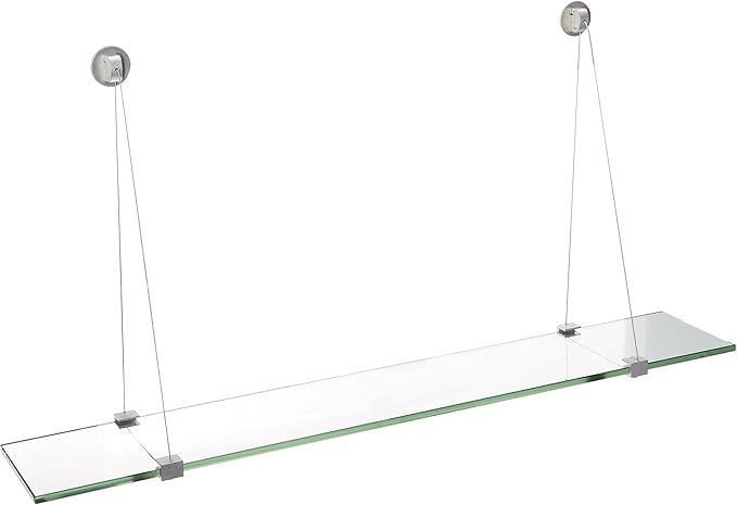Spancraft Glass CR-4.75x21-Brushed Steel Crane Glass Shelf, Brushed Steel, 4.75" x 21"