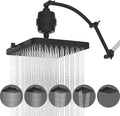Hibbent Rain Filtered Shower Head, 13'' High Pressure Rainfall 5 Modes Showerhead with 16" Shower Head Extension Arm, Solid Brass Adjustable Shower Arm Extender, 20 Stage Shower Filter, Matte Black