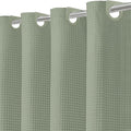 Inhousolu No Hook Waffle Weave Shower Curtain with Removable Snap in Fabric Liner Set for Bathroom, 230 GSM Heavy Duty Weighted Hem, Water Repellent Washable Bath Curtains, 72 x 84 Inch, Sage Green