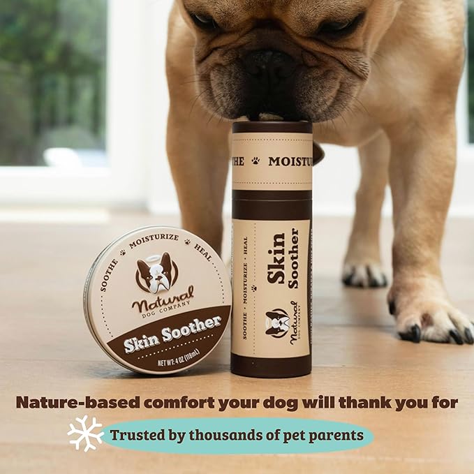 Natural Dog Company Skin Soother Balm for Irritation, Allergy & Itch Relief for Dogs, Hot Spot Treatment, Dog Moisturizer for Dry Skin, Healing Ointment, Coconut Oil & Vitamin E (0.15oz Travel Stick)