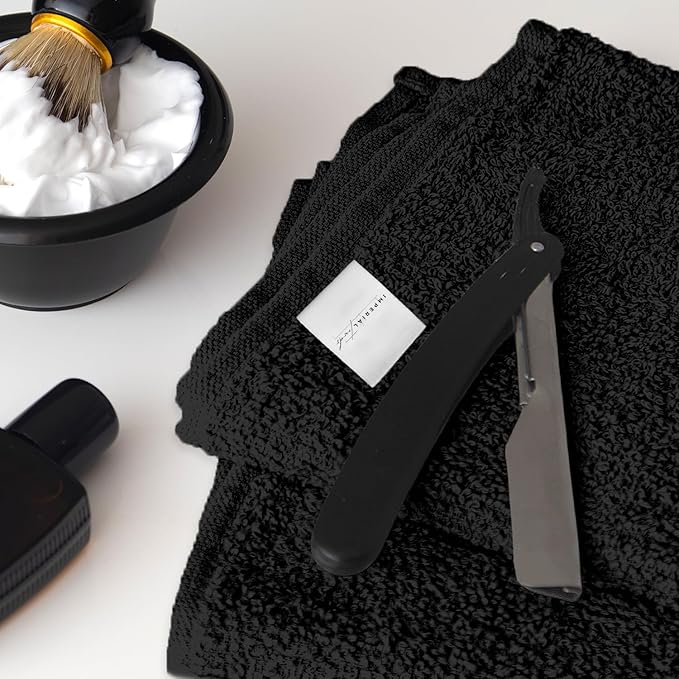 24 Pack Black Hand Towels 100% Cotton Spa Towels 16x26 inches Highly Absorbable Facial, Gym, Hair and Face Towels in Bulk Brand