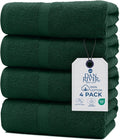 DAN RIVER Bath Towels Set of 4, 27 x 54 Inches, 100% Cotton, Larger & Lighter Weight, Quicker to Dry, Super Soft and Absorbent, Ideal Hotel Towels for Daily Use, Huntergreen
