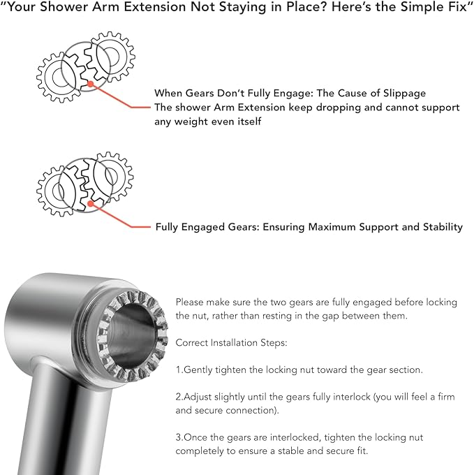 15 Inch Extra Long Adjustable Shower Head Extension Arm With Locking Set Screw, Singing Rain Brass Angle Height Adjustable, Easy To Install, G1/2 Universal Connector Compatible (Matt Black)