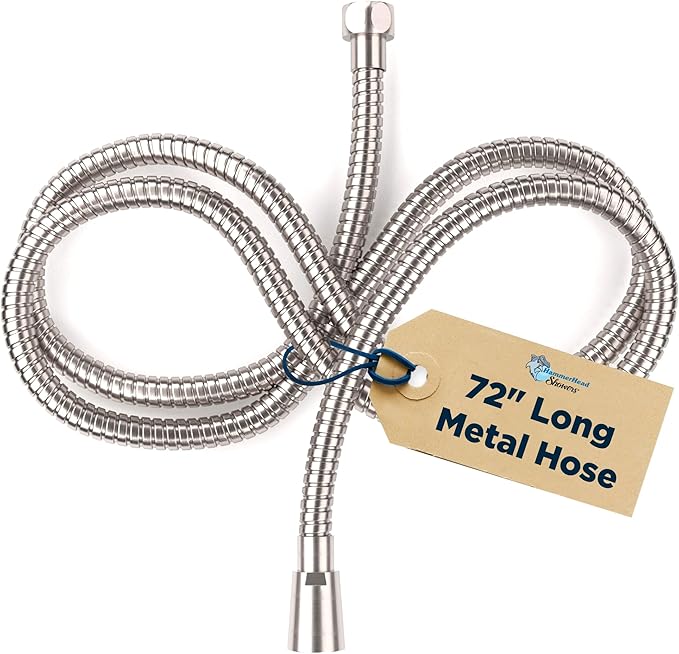 HammerHead Showers Solid Metal Shower Hose Attachment for Showerhead, Extra-Long 72-Inch Universal Replacement Hose for Hand held Shower, Brushed Nickel