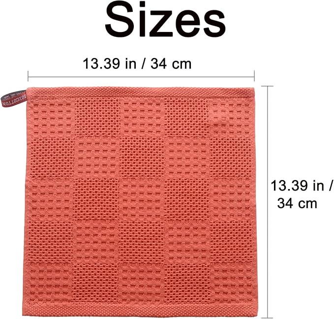 Waffle Weave Cotton Washing Cloth Ultra Soft and Absorbent Washcloths for Bathroom Kitchen and Gym Natural Cotton (6, Mixed)