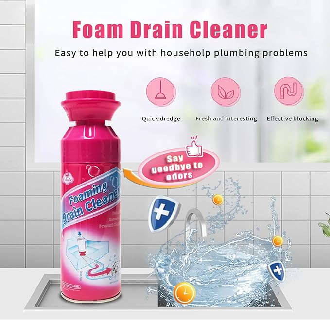 Drain Cleaner, Foaming Drain Cleaner and Deodorizer, Drains Clog Remover for Bathroom Sinks, Washbasin, Tubs (1 PCS)