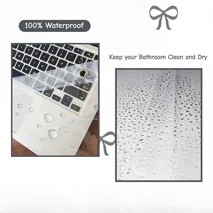 Clear Cute Black Bow Shower Curtain Liner, Plastic Transparent Girly Fancy Shower Curtain, Aesthetic Preppy Shower Curtain Bow Bathroom Decor for Women, 72x72 Shower Curtain Set with Magnets 12 Hooks