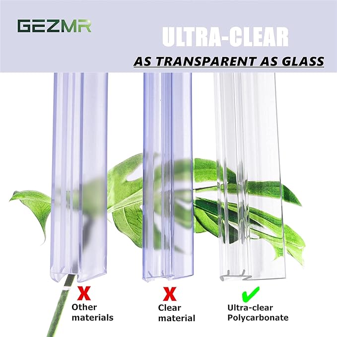 2-Pack Ultra Clear Shower Door Bottom Seal (3/8'' X 39'', Polycarbonate) Frameless Glass Shower Door Seal Strip Shower Door Sweep - Stop Shower Leaks and Create a Water Barrier