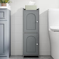 Bathroom Storage Cabinet, Corner Floor Cabinet with 2 Doors and Adjustable Shelf, Narrow Toilet Paper Cabinets, Bathroom Organizer for Small Spaces, 7.9" D x 9.8" W x 29.5" H Gray