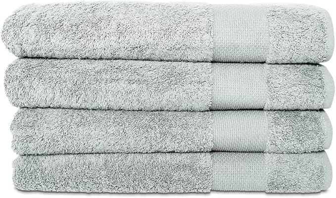 Hencely Premium Bath Towel Set of 4-28x58 Inches - High Absorbency, Quick Drying - 100% Soft Turkish Cotton Towels - Ideal for Home, Bathroom, Hotel, Spa, and Gym - Light Green