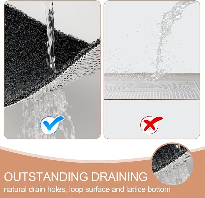 Joyhalo Shower Mats for Showers Anti Slip for Elderly, 24'' x 24'' Non Slip Bath Mat for Inside Shower, Bath Tub Mats for Bathroom Non Slip for Shower, PVC Loofah Bathroom Mats, Black