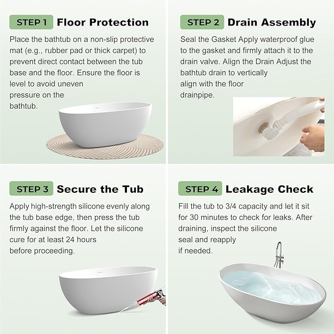69" Premium Solid Surface Free Standing Bathtub, Unique Transparent Brown Stone Resin Tub with Pop-up Drain