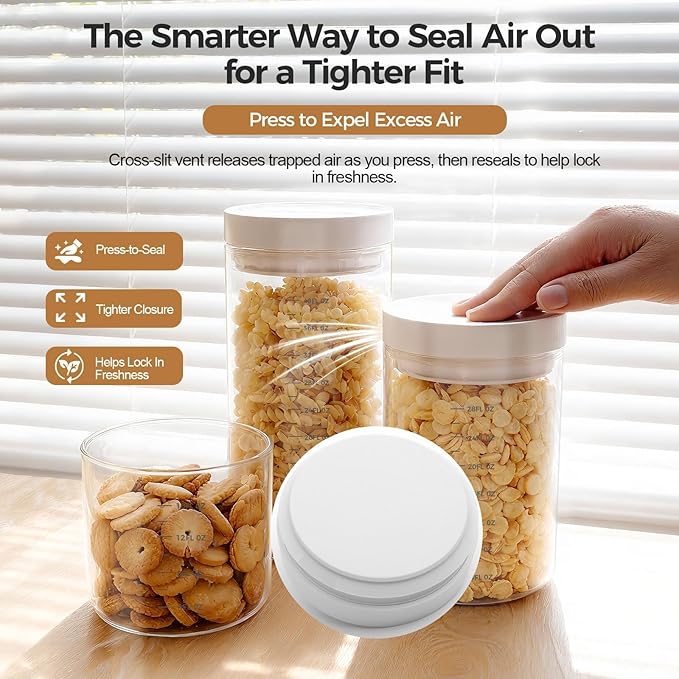 Danbark Set of 3 42oz Airtight Glass Storage Canisters with Lids - Pantry Organizers and Storage Glass for Kitchen - for Pantry, Flour, Sugar, Coffee, Tea, Pasta, Rice, and Snacks - White