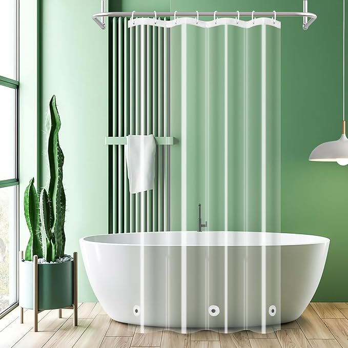 UFRIDAY Stall Clear Shower Curtain Liner 48 x 72 inches,Heavy Duty Liner Waterproof Transparent Shower Curtain for Bathroom PEVA with 3 Magnets Bottom