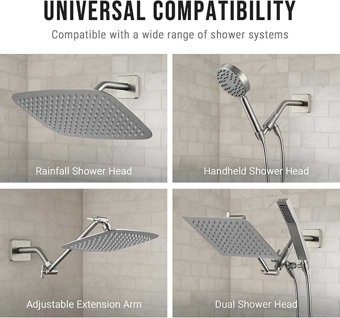 G-Promise All Metal 6-Inch Shower Arm with Flange, Wall-Mounted Stainless Steel Shower Pipe Replacement for Fixed and Handheld Shower Heads, Brushed Nickel