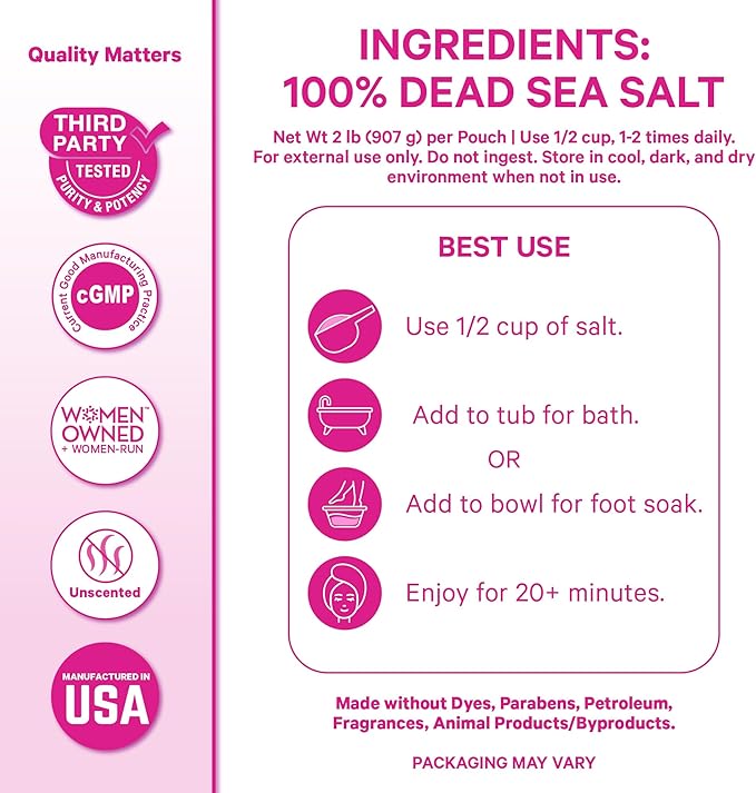 Pink Stork Pregnancy Bath Soak – Unscented Magnesium Flakes for Bath or Foot Soak – Pure Dead Sea Salt – Relief for Pregnancy Aches, Swollen Feet, and Stress – Clean, Fragrance-Free – 2 lb