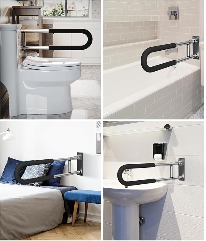 Handicap Grab Bars Rails 23.6 Inch Toilet Handrails Bathroom Safety Bar Hand Support Rail Handicapped Handrail Accessories for Seniors Elderly Disabled Mounted Bath Grips (Aluminum-60cm-2pcs)