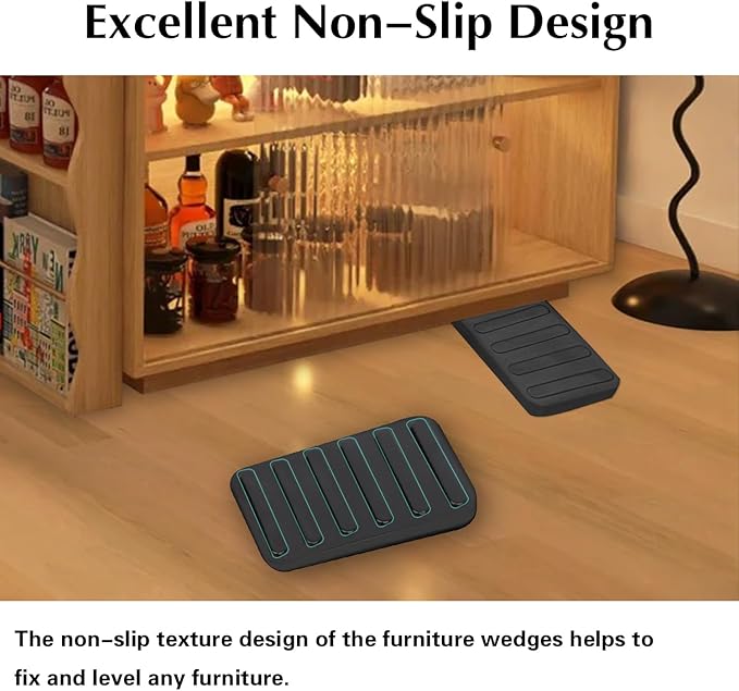 8 Pack Plastic Shims Table Wedge Black Toilet Shim, Levelers Adjustable Blocks Furniture Shims Wedges, Hot Tub Restaurant Appliance Shims for Leveling Feet, Trimmable Fix Highest Side 1/4"