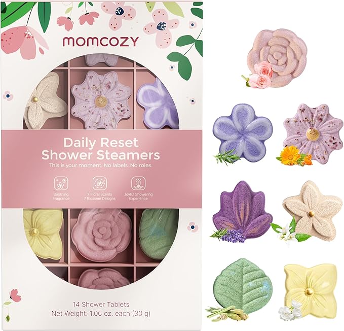 Momcozy 14 Pack Shower Steamers Aromatherapy with 7 Floral Scents, at-Home Spa-Worthy for Daily Shower, Ideal Gift Idea with Gentle Formula, Christmas Gifts for Mom, Self Care Gifts for Women