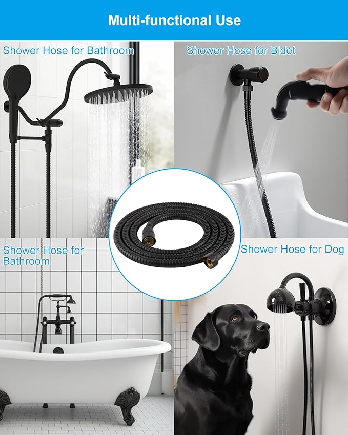 Hibbent All Metal Shower Hose, 90 Inch Stainless Steel Extra Long Shower Hose Replacement, Anti-Twist Flexible Bathroom Handheld Shower Head Hose Extension with Brass Insert & Nut, Oil Rubbed Bronze