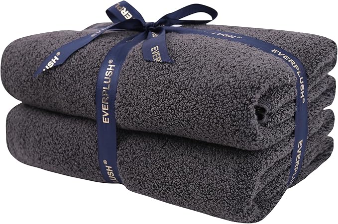 Everplush Diamond Collection Oversized Bath Towel – 2 Pieces, Super Soft & Highly Absorbent, Quick-Drying & Extra Large. Perfect for Bathroom, Pool, Swimming Use.(Charcoal, 30" x 56" 2PK)