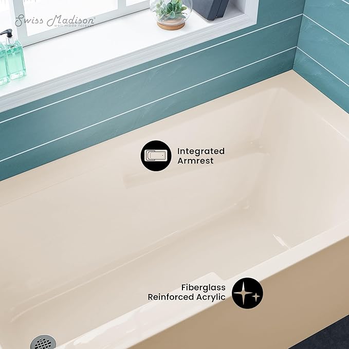 Voltaire 60" X 30" Left-Hand Drain Alcove Bathtub with Apron in Bisque