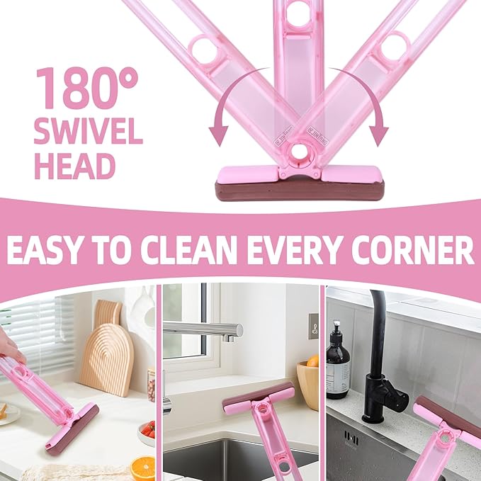 mini Foldable Desktop mop,mini mop for Kitchen Counter,Wet and Dry Use Cleaning System, Also Suitable for bathrooms, Living Rooms, etc.(6 Soft Mop Head + 2 Squeeze Handle+ 4 Hooks)