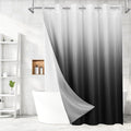 MitoVilla No Hooks Needed Extra Long Shower Curtain Liner Set, 86 inch XL Black Ombre Heavyweight Waffle Fabric Cloth Shower Curtains Set with Snap-in Liner for Modern Luxury Hotel Bathroom Decor