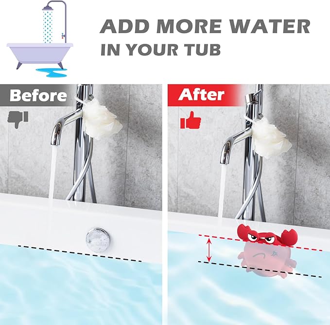 Koluti Silicone Bathtub Overflow Drain Cover, Bath Drain Stopper with 8 Suction Cups, Fun Grab Tub Spa Accessories Gift Bathroom Essentials, Red