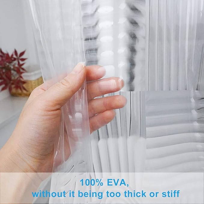 EurCross Stall Clear Shower Curtain Liner 60inch Wide by 72inch Long with Geometric Design,Softer Waterproof EVA Small Size Liner for Shower Stall with 3 Magnets