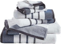 Great Bay Home Decorative Bath Towel Set - Luxury Cotton 6 Piece Towel Set - 2 Bath Towels, 2 Hand Towels, 2 Washcloths - Luxurious, Ultra-Soft, Durable Towels for Bathroom Decor (Blue/December Sky)