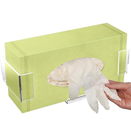 NiHome Clear Wall-Mounted Acrylic Glove Box Holder Dispenser for Bathroom, Kitchen, Lab, Salon Use - Easy to Install, Space-Saving Storage for Gloves, Tissues, Wipes with Hygienic Touch-Free Access