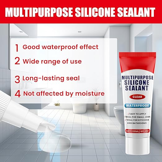 Clear Silicone Caulk, Silicone Sealant, Multipurpose, Waterproof Sealant, Ideal Choice for Small Repairs in Kitchens and Bathrooms(4 Oz)
